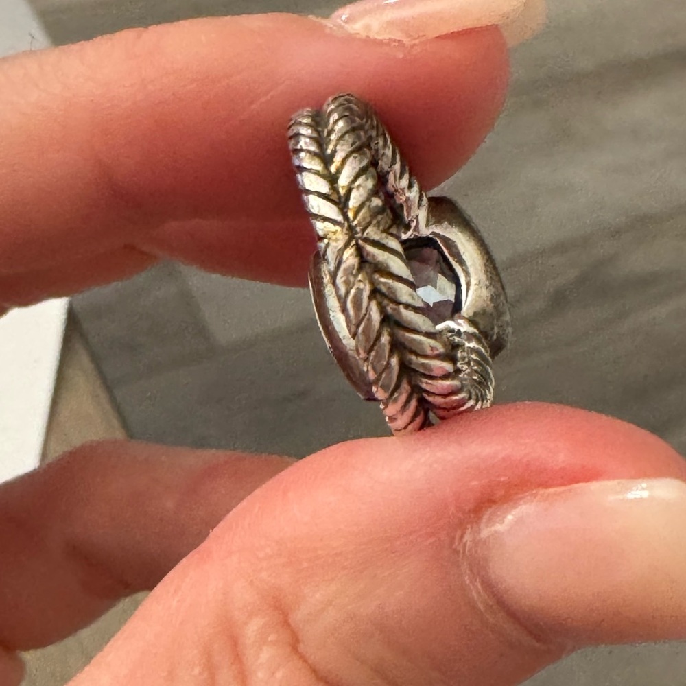 David Yurman Petite Albion Sterling Silver with Blue Topaz and Diamonds Size 6 - Picture 10 of 13
